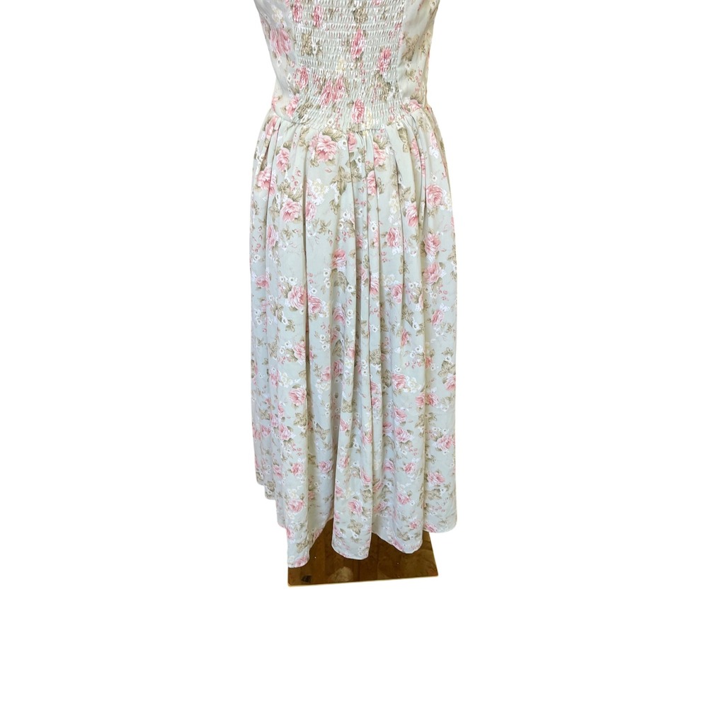 Milkmaid Cottagecore Basque Waist Floral Dress Size M Romantic Victorian Pastel - Picture 7 of 9